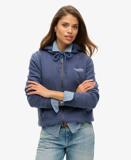 Superdry Vrouwen Essential Logo Hoodie met Rits Blauw