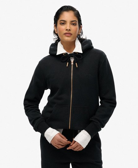 Superdry Vrouwen Essential Logo Hoodie met Rits Zwart