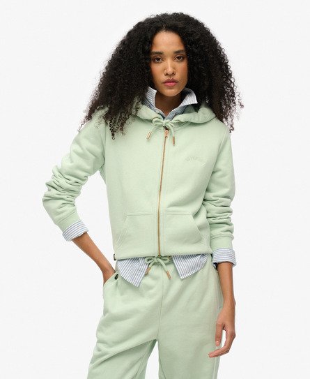 Superdry Vrouwen Essential Logo Hoodie met Rits Groen