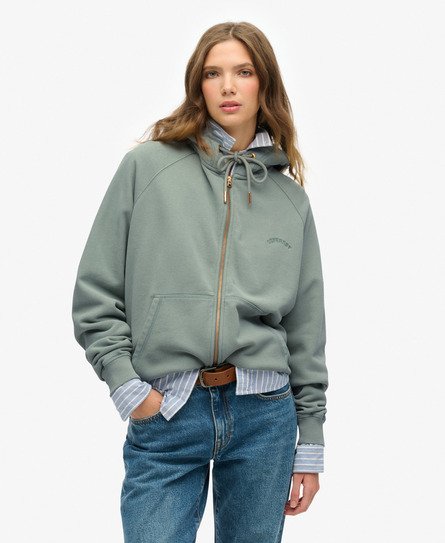 Superdry Vrouwen Essential Logo Oversized Raglanhoodie met Rits Groen