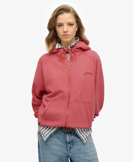 Superdry Vrouwen Essential Logo Oversized Raglanhoodie met Rits Rood