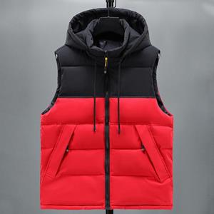 Smiao Winter Mouwloze Parka Man Capuchon Nieuwe Mode Herfst Heren Koude Jassen Koreaanse Stijl Patchwork Rits Dikke Warme Buitenkleding L zwart
