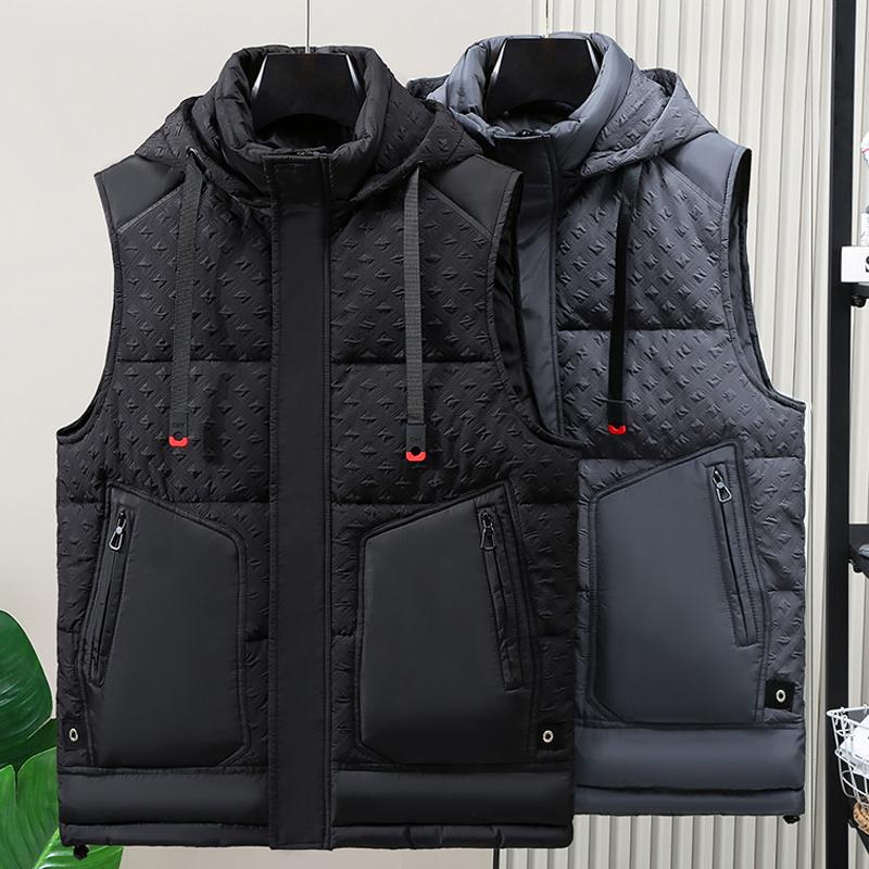 Smiao Mode mouwloze jassen voor mannen 2023 Nieuwe dikke warme winter heren vest capuchon merk Koreaanse stijl plus size jassen L zwart