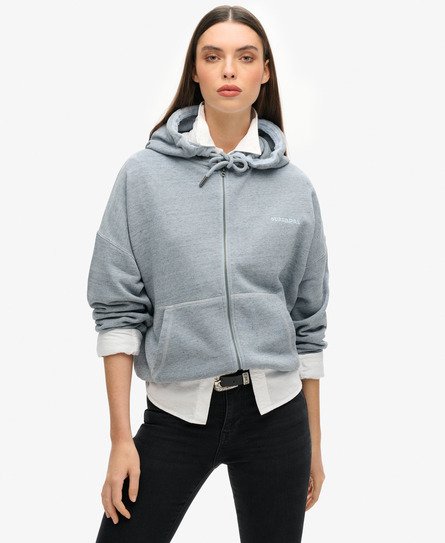 Superdry Vrouwen Essential Logo Overdyed Hoodie met Rits Blauw