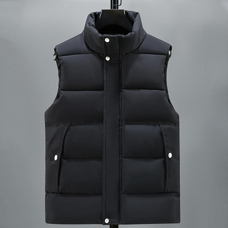 Smiao Mannen Gewatteerd Vest Winter 2023 Mode Stand Kraag Dikke Warme Zwarte Mouwloze Jassen Plus Size Koreaanse Stijl Vest L zwart