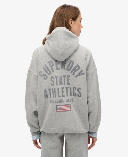 Superdry Vrouwen Athletic Essential Oversized Hoodie met Rits Grijs