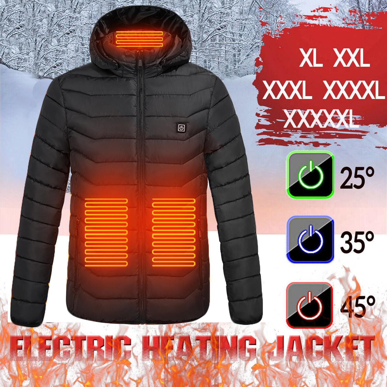 XD67DL USB elektrisch verwarmde jas met capuchon Verwarmingsvest Winter thermische warmer heren XL zwart