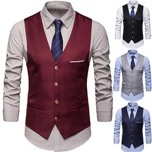 EDC Toy Plus Size Formeel Heren Effen Kleur Pak Vest Single Breasted Zakelijk Vest M zwart
