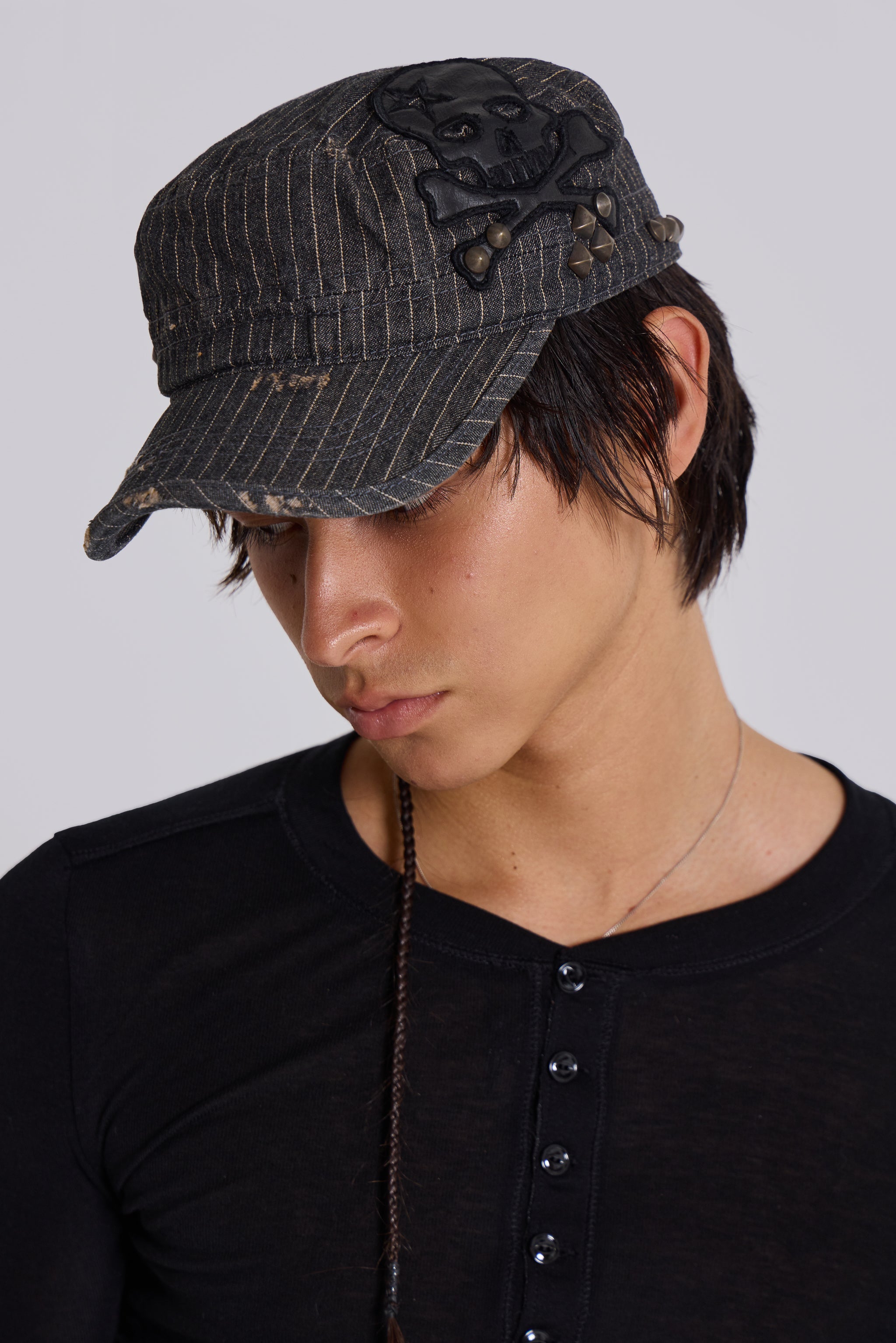 Jaded Man Pinstripe Baker Boy Hat