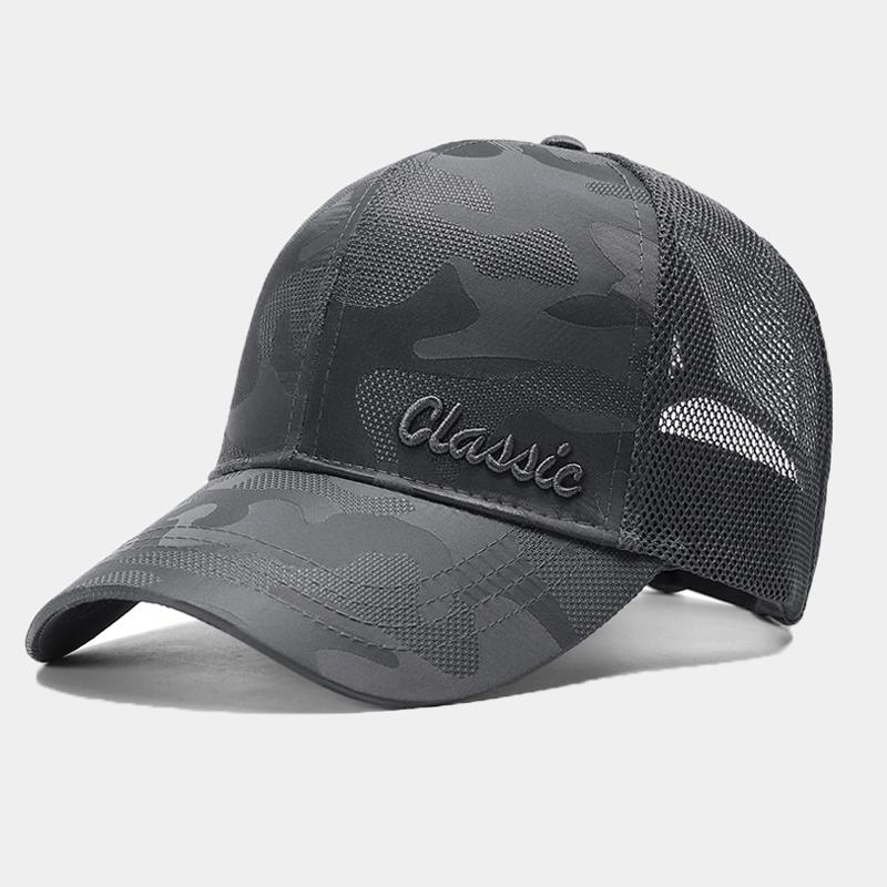 Dexing Camouflage Mesh Grote Maat Baseball Cap Mannen Zonneklep Verstelbare Hoed Zomer Ademend Grote Hoofd Cap Maat 63 CM 56-59cm adjustable donkergrijze kleur