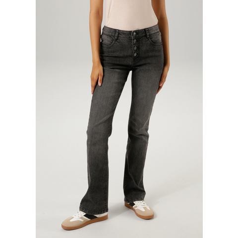 Aniston CASUAL Bootcut jeans met decoratieve knoopsluiting