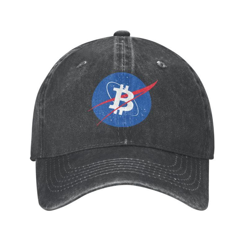 91460000MAC3KKJE0D Punk Katoen Bitcoin Space Moon Baseball Cap voor Dames Unisex Verstelbare BTC Crypto Munten Papa Hoed Zonbescherming Adult Baseball Cap