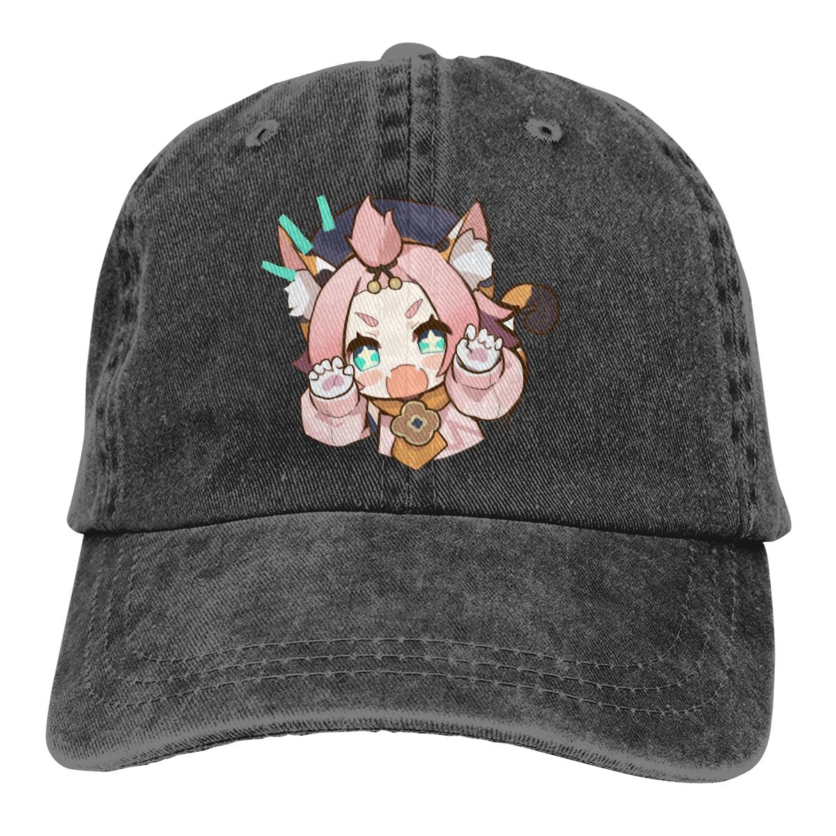 91421224MABNCF2A91 Pure Kleur Papa Hoeden Chibi Diona vrouwen Hoed Zonneklep Baseball Caps Genshin Impact Game Paimon Pet One Size