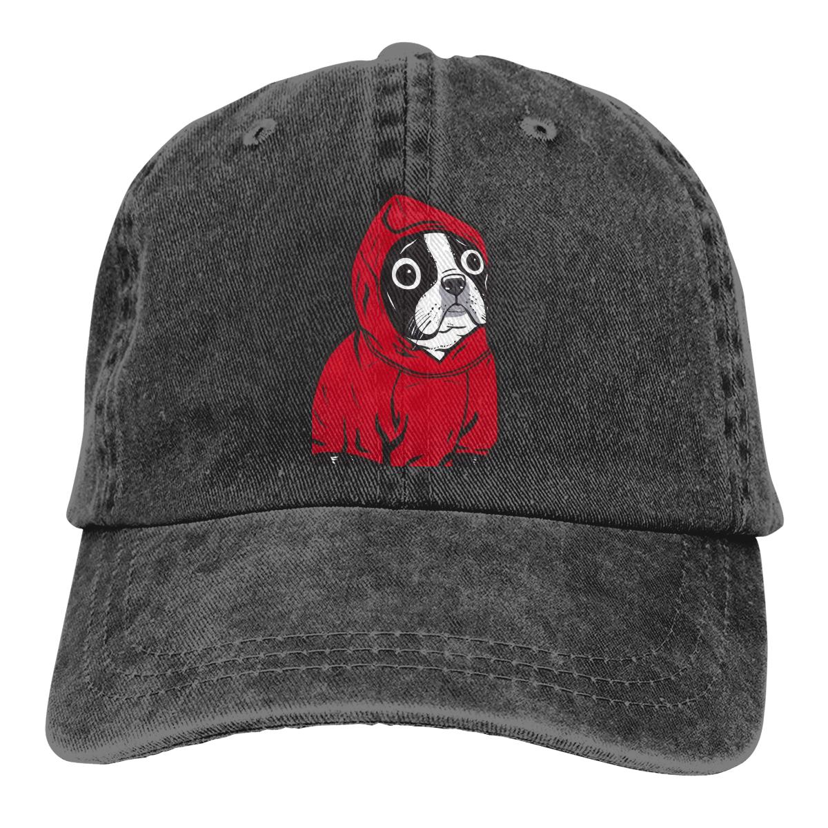 91421224MABNCF2A91 Boston Terriër in een rode hoodie baseball caps pet Franse bulldog hond minnaar zonnescherm hoeden voor unisex One Size