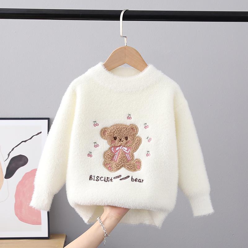 Lucky Black Cat Herfst en winter kindersweater Pullover meisjes ronde hals gebreide kleding Nertsen kinderen westerse cartoon lange mouw 110cm