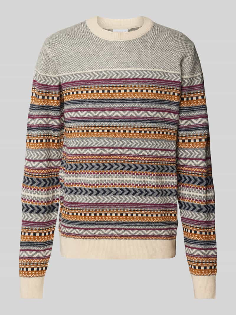 Lindbergh Gebreide pullover met lanawol, model 'Jacquard'