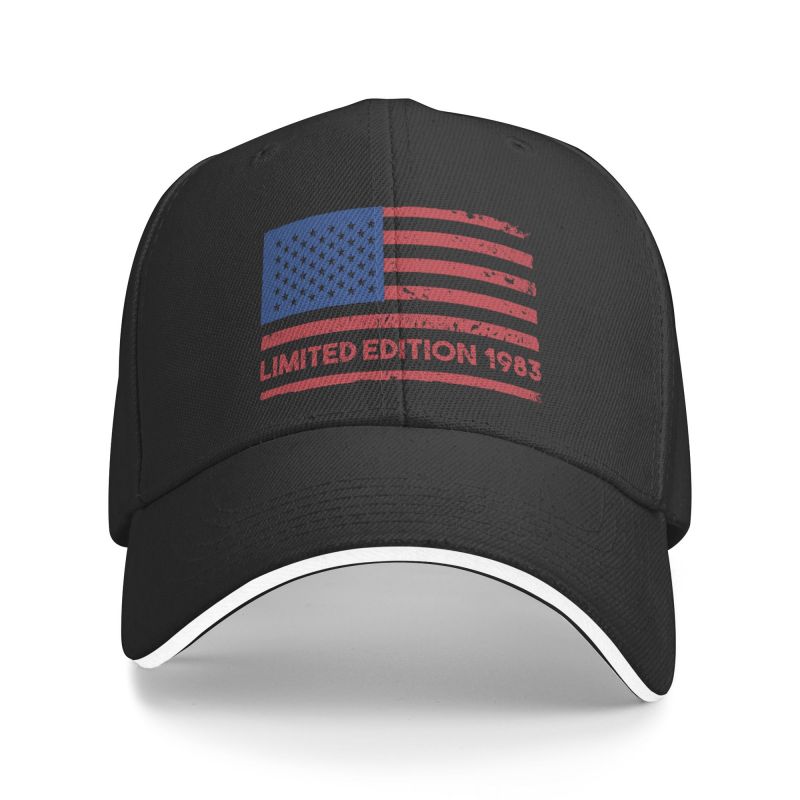 91440605MAC2A9PX9K Cool USA Flag 1983 Limited Edition Verjaardag Baseball Cap voor Unisex Vrouwen Op maat verstelbare Unisex Dad Hat Lente Baseball Cap