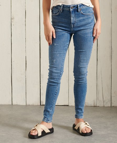 Superdry Vrouwen Skinny Jeans met Hoge Taille Blauw