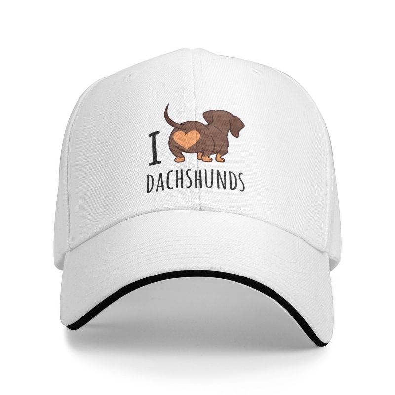 91530102MAC2AA7079 Gepersonaliseerde I Love Teckels Baseball Cap Outdoor Dames Unisex Verstelbare Badger Wiener Worst Hond Papa Hoed Zomer Baseball Cap