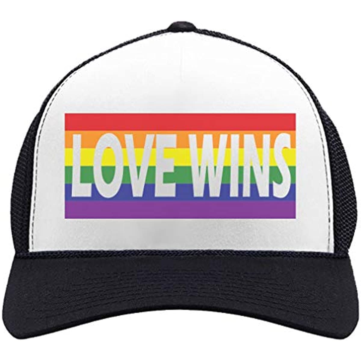 91460000MAC14ECE0X Liefde wint Rainbow Hat LGBTQ Gifts Gay Pride Love Is Love Trucker Hats Mesh Cap Baseball Cap voor Unisex Vier seizoenen One Size