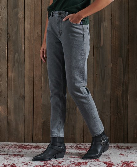 Superdry Vrouwen High Slim Jeans met Taps Toelopende Pijpen Zwart