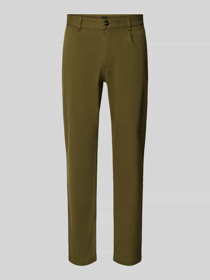 Boss Orange Chino met labeldetails, model 'Pleated'