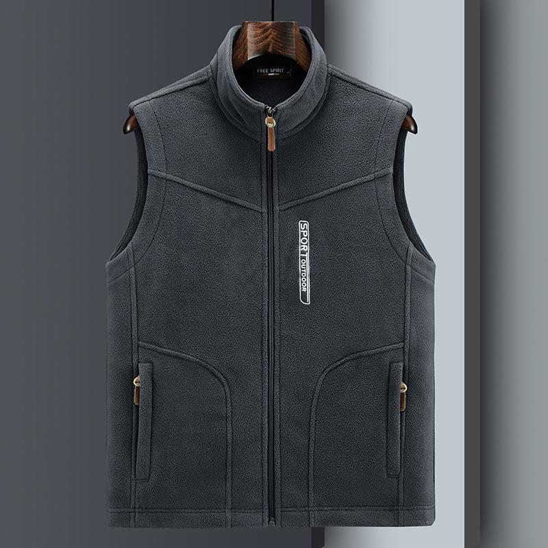 Fashion Mall-110 Plus Size Heren Fleece Vest Casual Fleece Thermisch Vest Vest Jas M grijs