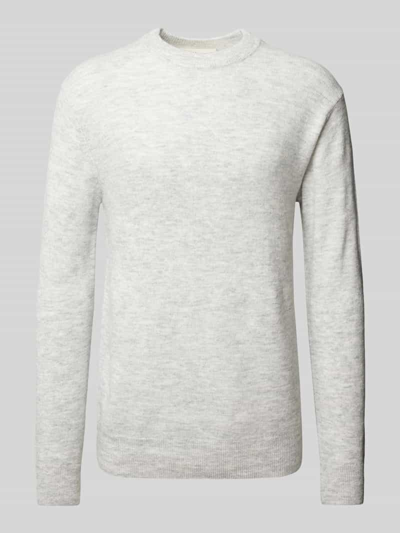 Tom Tailor Denim Regular fit gebreide pullover met wol en labelstitching bij de mouwen