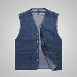 GRK Lente en herfst vest heren dun katoenen denim vest groot formaat mouwloos vest vaderdagcadeau L kaki