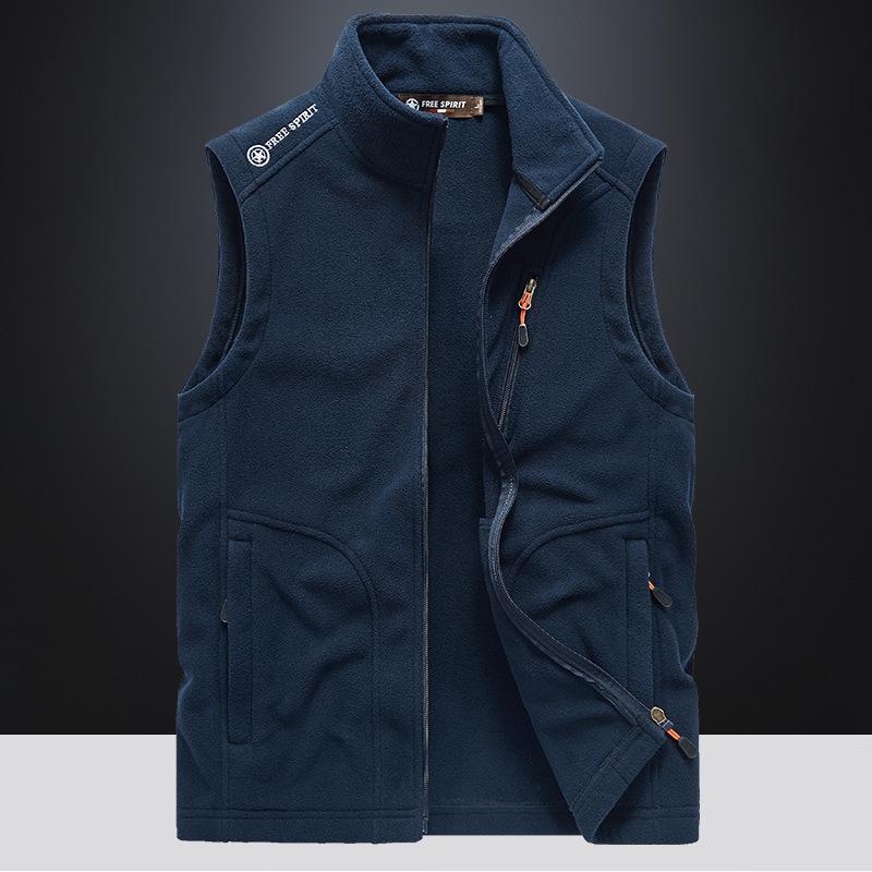 GRK Mannen Warm Fleece Vest Jas Winter Mouwloos Vest met Capuchon Herfst Mode Casual Vest Jas Heren M saffierblauwe kleur