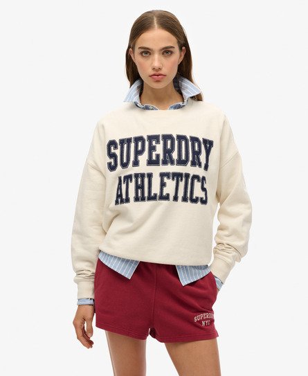 Superdry Vrouwen Athletic Essentials Relaxed Sweatshirt met Appliqué Wit