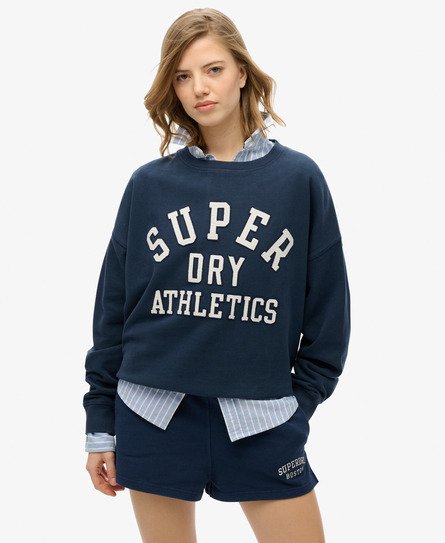 Superdry Vrouwen Athletic Essentials Relaxed Sweatshirt met Appliqué Blauw