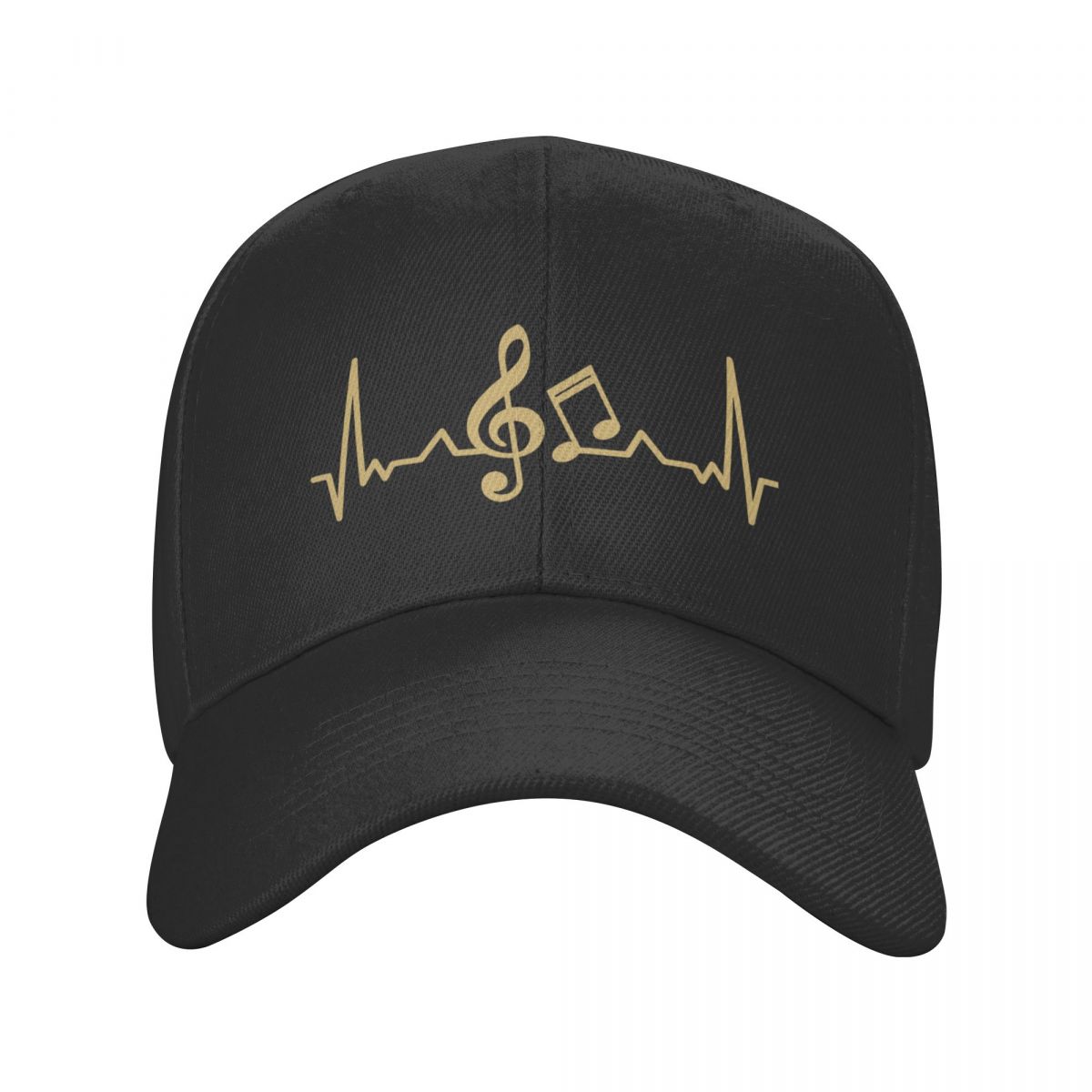 91510107MAC34WEG02 Klassieke hartslag lijn muziek gouden baseball cap voor unisex vrouwen op maat verstelbare volwassen muzieknoot papa hoed zomer Baseball Cap