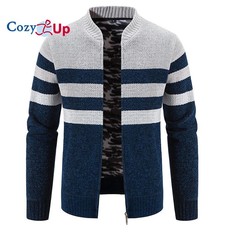 Cozy Up heren vest trui geribbeld gebreide rits gebreide kleur blok staande kraag warm ups moderne hedendaagse dagelijkse slijtage M donkergrijze kleur