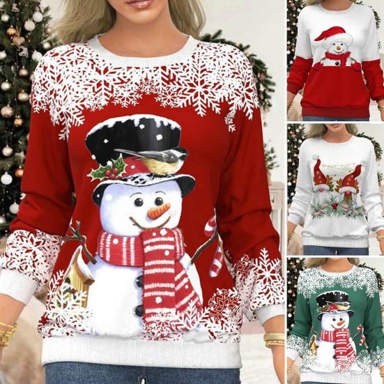 GETIFIT Kersttop Kerstprint Creëer sfeer Raglanmouwen Sneeuwvlok Kerst T-shirt voor feest M