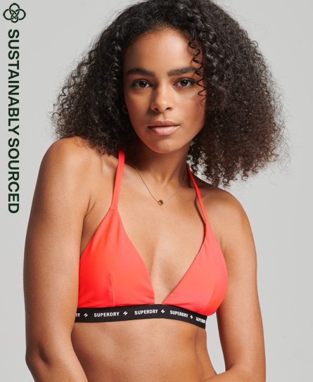 Superdry Vrouwen Elastische Micro Logo Triangelbikinitop Oranje