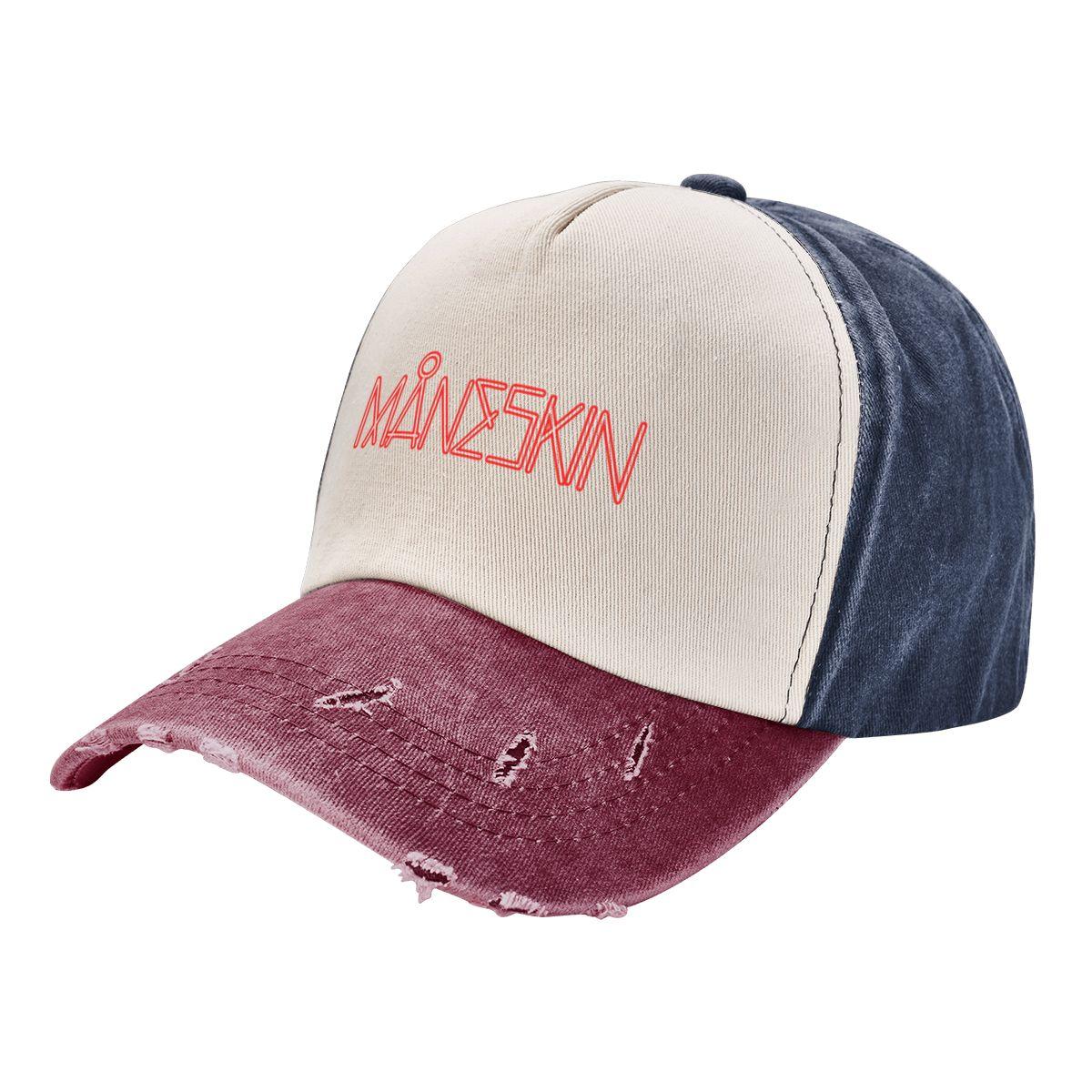 91440118MAC534JW32 Maneskin Band Neon Logo Baseball Cap Merch Fashion Distressed Washed Sun Cap Unisex Dames Outdoor Running Golf Gift Caps Hoed One Size