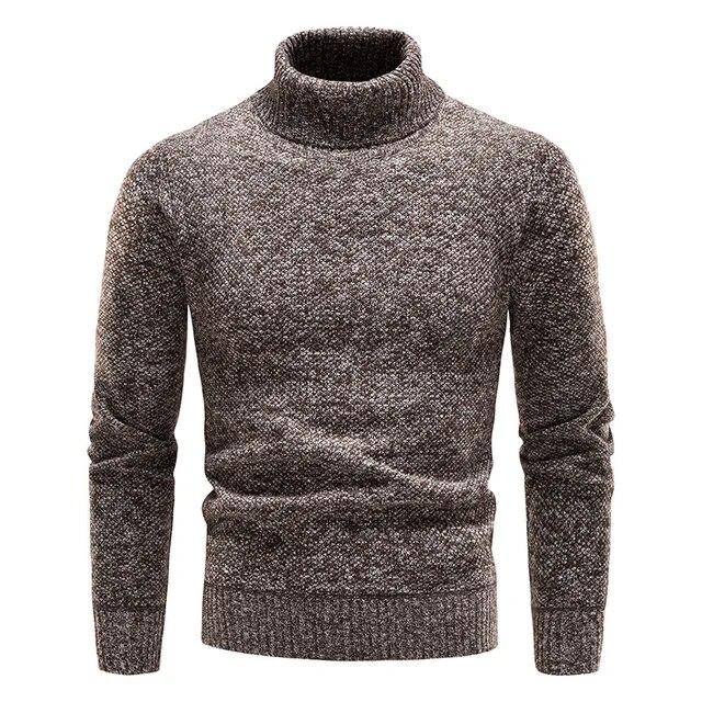 BAN FASHION Herfst Winter Warme Turtleneck Trui Heren Casual Rollneck Gebreide Pullover Houd Warm Heren Trui Gebreide Wollen Trui M donkergrijze kleur