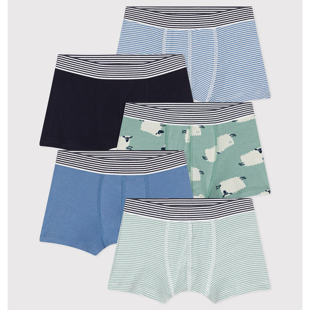 PETIT BATEAU Set van 5 effen boxershorts in katoen