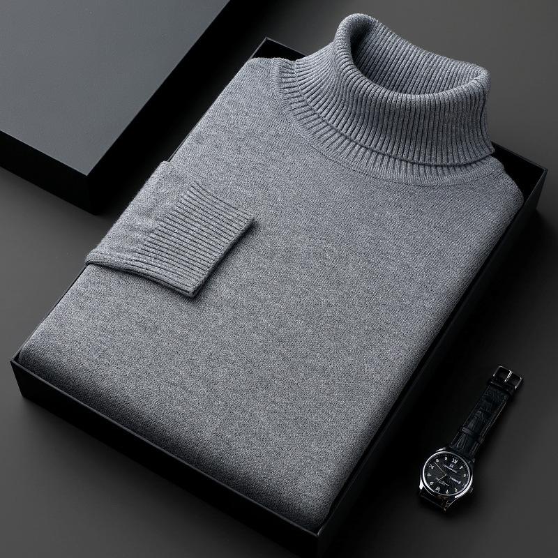 LAOHU Sweatwear Heren Pilling Gebreide Turtleneck Trui Slim Fit Lange Mouw Trui Trend Herenkleding XXXL zwart