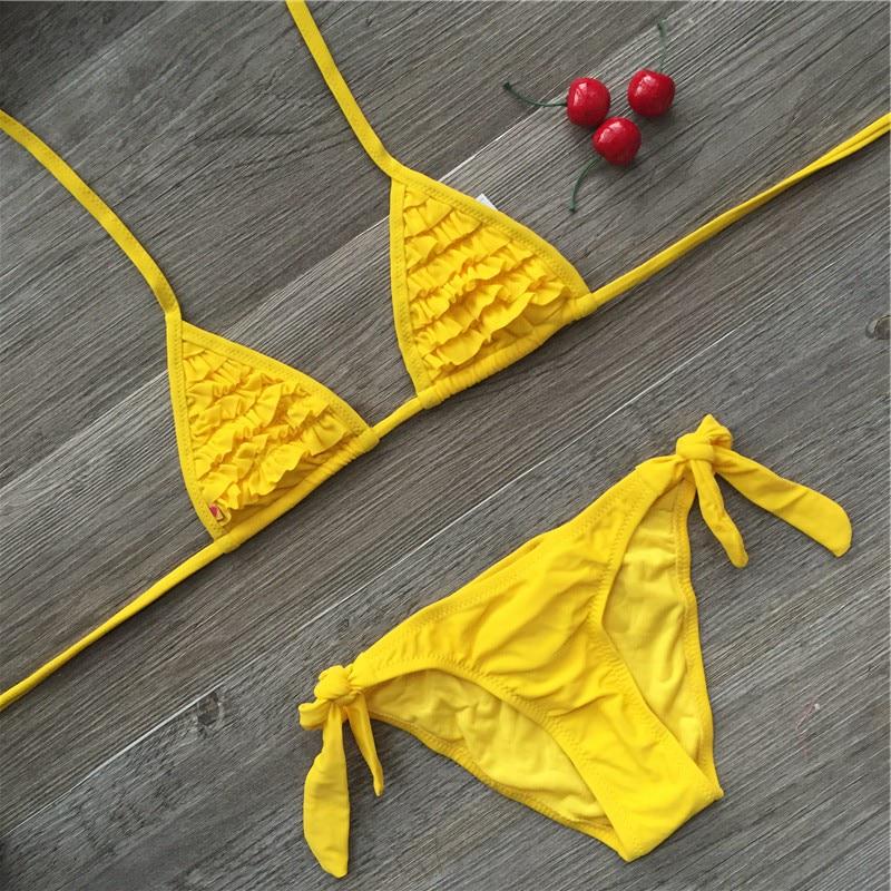 Fox Swimwear Meisjes Badmode Bevuilde Baby Kinderen Badmode Biquini Infantil Badpakken Falbala Bikini Meisje voor 6-14 jaar 8 years geel