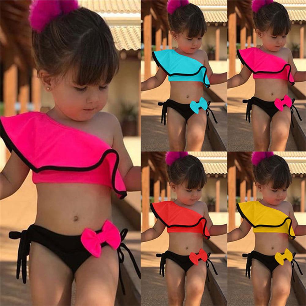 Time trip Baby Kids Girl Tweedelige Badpak Zomer Kind Badmode Voor Watersport Bikini Zwemmen Jurk 90 blauw