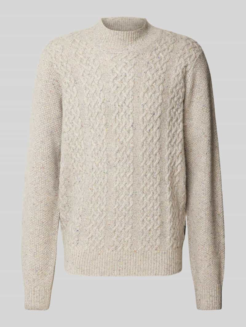 FYNCH-HATTON Wollen pullover met kabelpatroon en alpaca