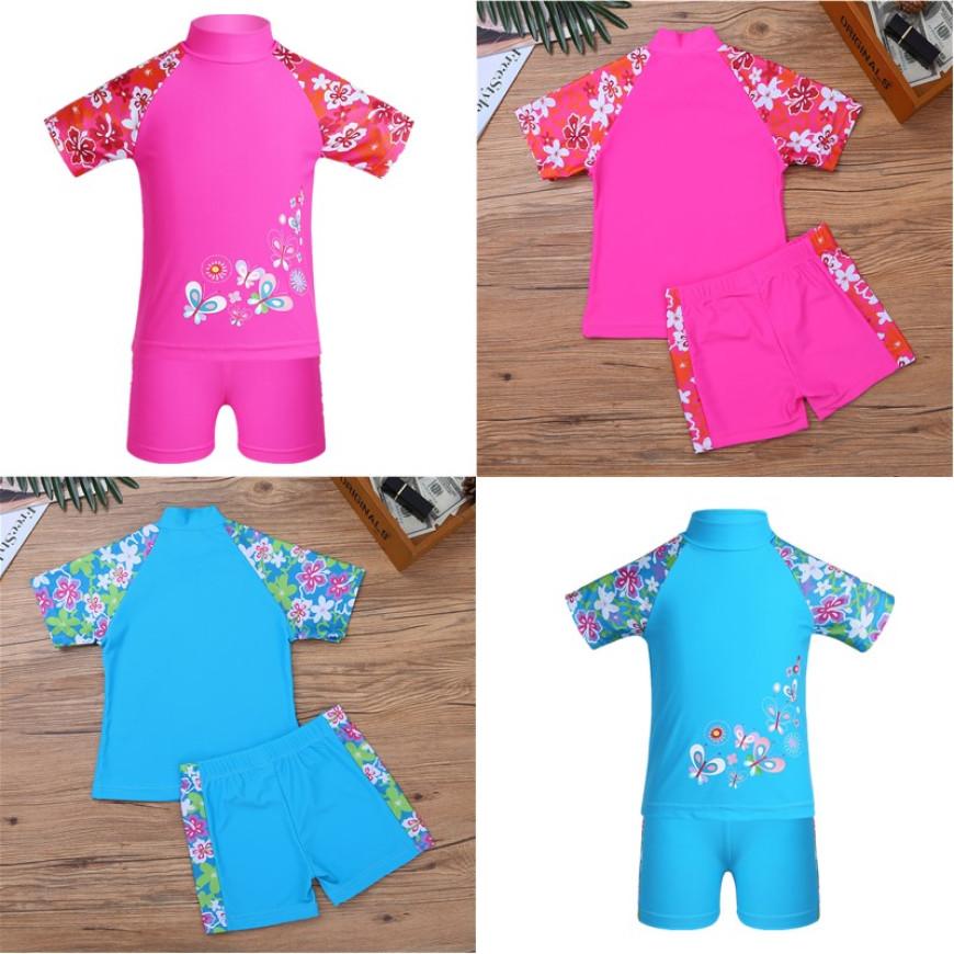 IEFiEL Meisjes Tankini Zomer Strandfeest Kledingset Bloemenprint Badpak Badmode Set Tops met bodems Badpak 8-10 Years hemelsblauwe kleur