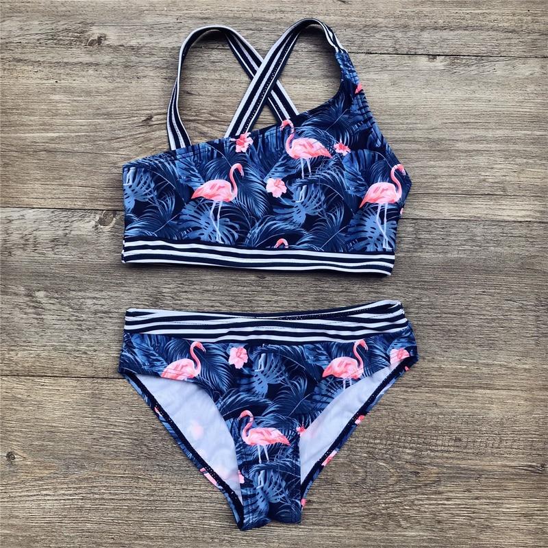 Fox Swimwear Babymeisje Print Badpak Badpakken Kinderen Twee Stukken Badmode Strandbikini Meisje Biquini Pak 3-4 blauw