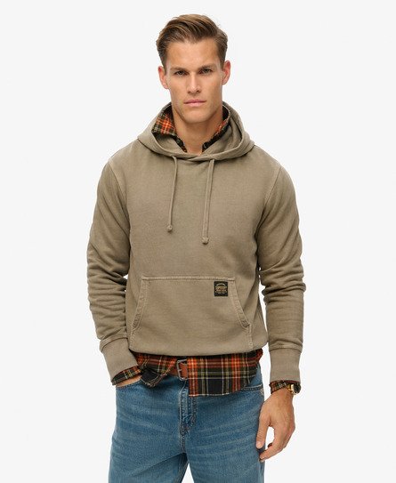 Superdry Mannen Relaxed Hoodie met Contrasterende Stiksels Bruin