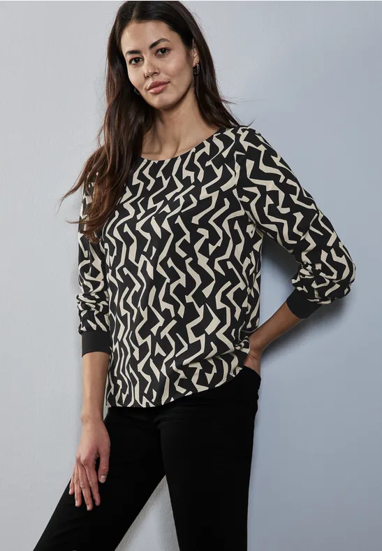 Street One Bedrukte blouse met ronde hals