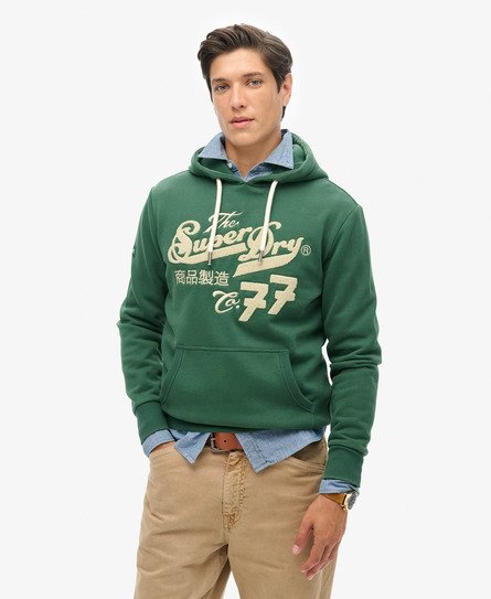 Superdry Mannen Hoodie met Geborduurde Letters Groen