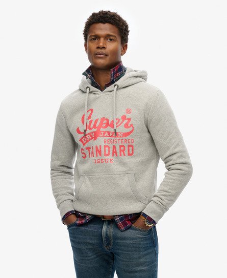 Superdry Mannen Standard Script-hoodie Grijs