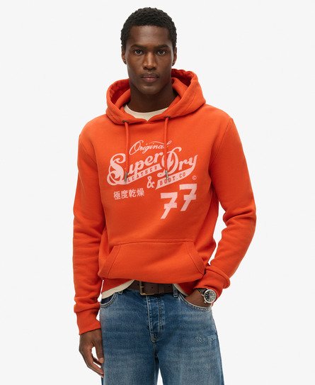 Superdry Mannen Leather & Boot Co Script Hoodie Oranje